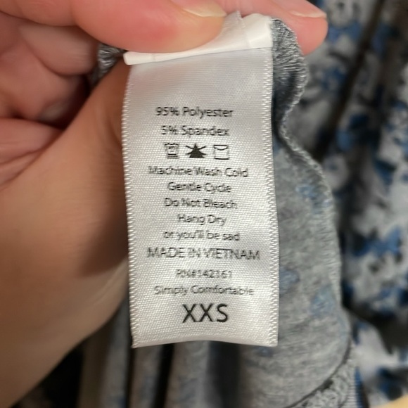 LulaRoe size XXS Gray with Minnie Mouse with Blue Bows Carly High-Low Dress - Picture 6 of 7